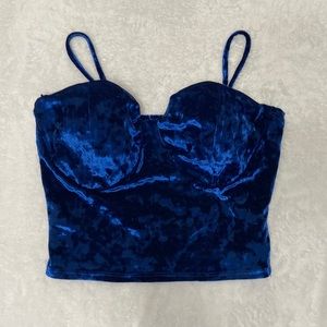 Blue velvet crop top size medium